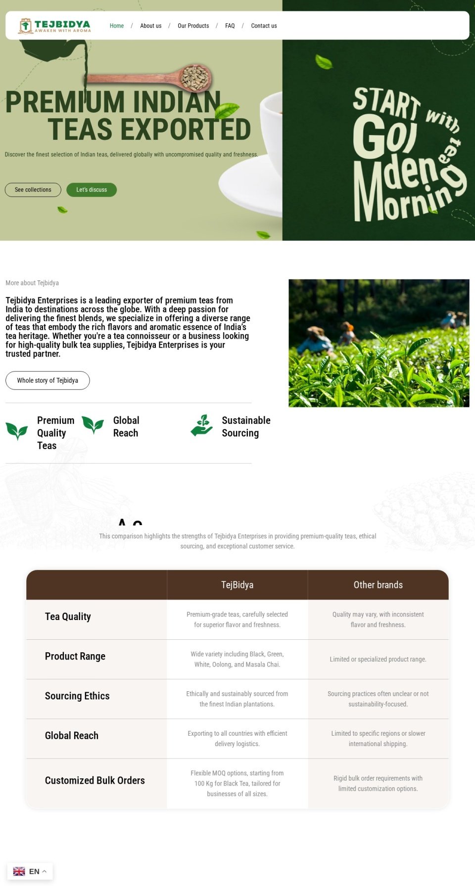 Home page of Tejbidya Tea Export